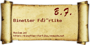 Binetter Fürtike névjegykártya